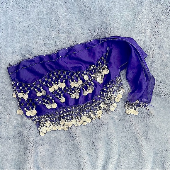 Gypsy Coin Head Scarf Belly Dancer Coin Hip Scarf Halloween - Picture 3 of 4